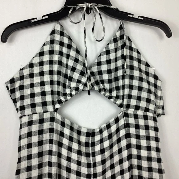 Zara Gingham Cut Out Jumper Size Large - Picture 3 of 9